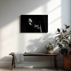 Tableau noir et blanc célébrités Edith Piaf sur scène en 1959 Toile imprimée