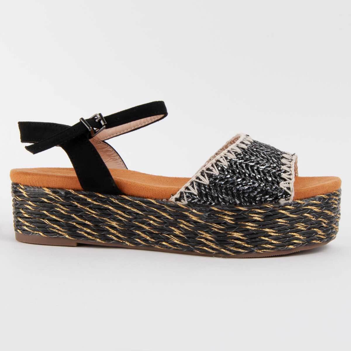 Sandalia De Plataforma - Negro - Altura: 5 Cm