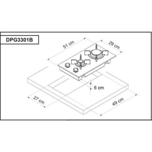 Table gaz DE DIETRICH DPG3301B Noir