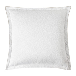 Taie d'oreiller imprimée en satin de coton bio, MATIN, Blanc