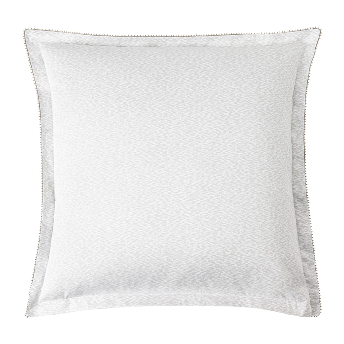 Taie d'oreiller imprimée en satin de coton bio, MATIN, Blanc