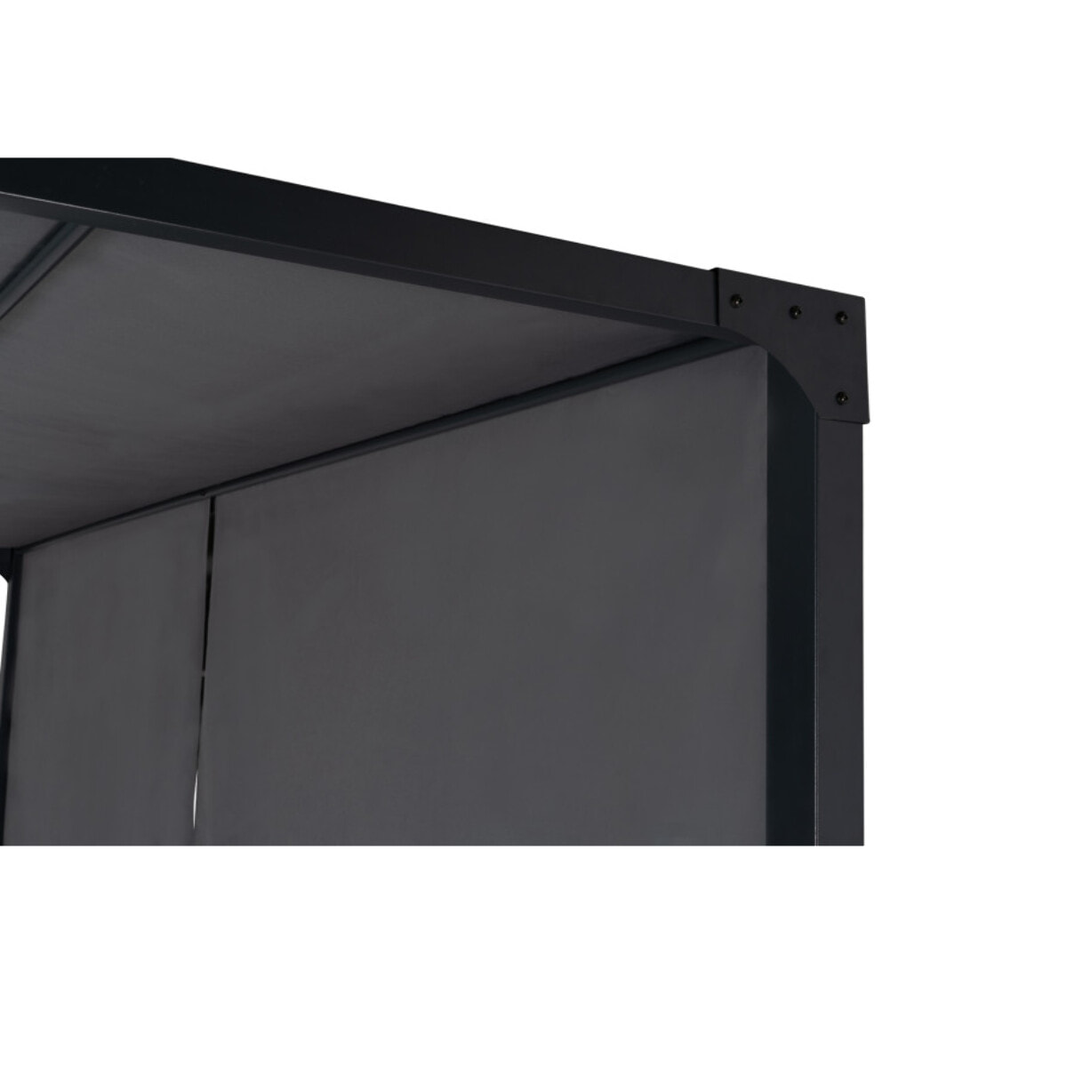 Pergola 3x4m + 2 toiles latérales coulissantes grises