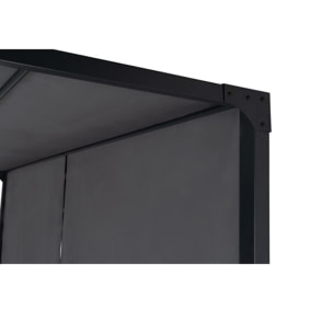 Pergola 3x4m + 2 toiles latérales coulissantes grises
