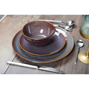 Lot de 6 Assiette plate bordeaux