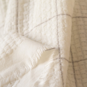 Plaid doux gaufré à carreaux - Gris