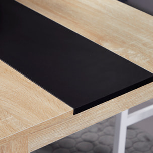 Table à manger grand plateau 4-6 personnes - dim. 120L x 69l x 75H cm - panneaux noir aspect chêne clair