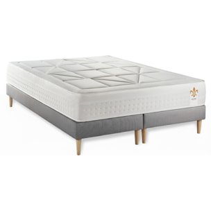 Ensemble Matelas Vingt-Huit - 28cm - Ressorts ensachés et mémoire de forme - Soutien point par point - Sommier Tapissier Gris