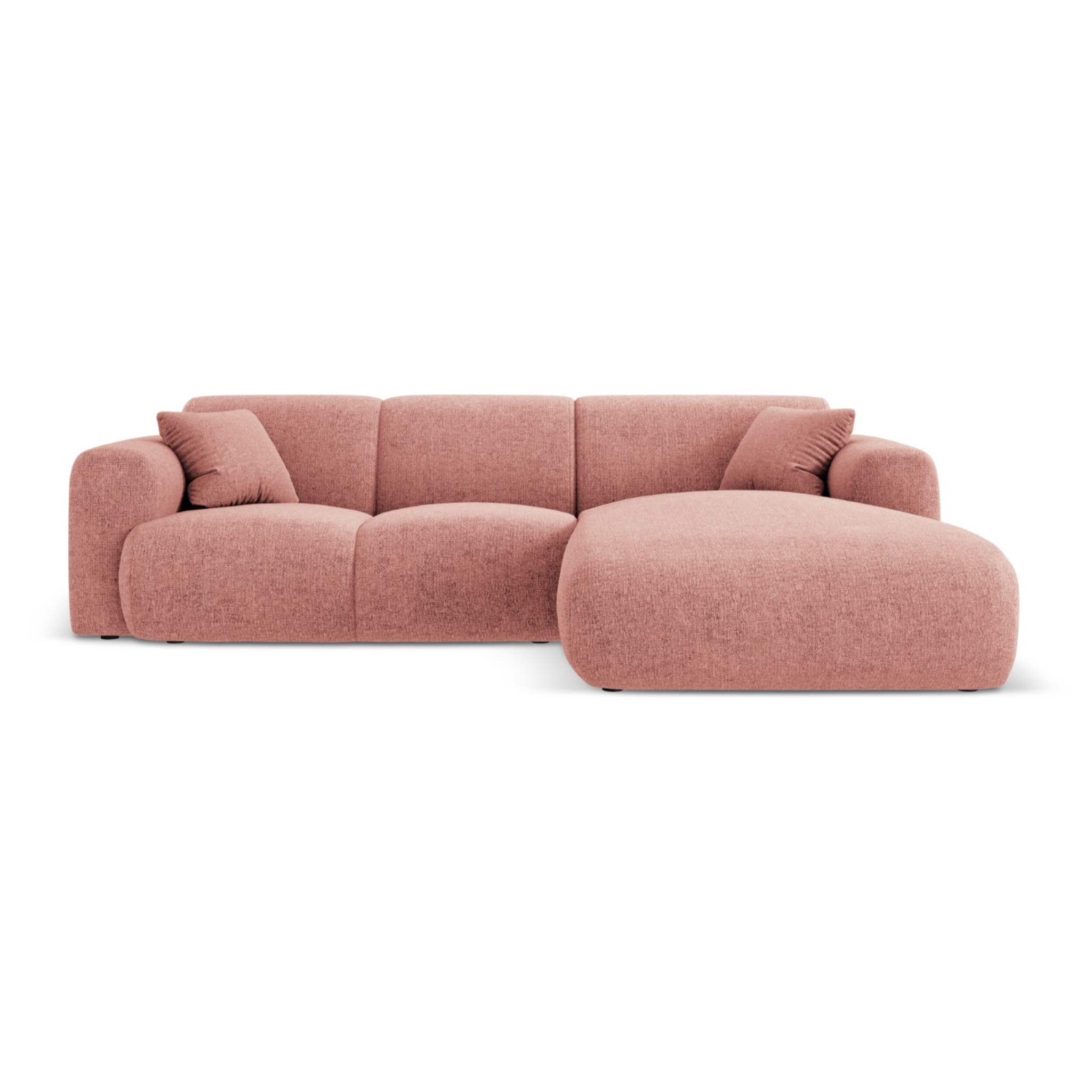 Canapé d'angle droit "Nolio" 4 places en chenille rose