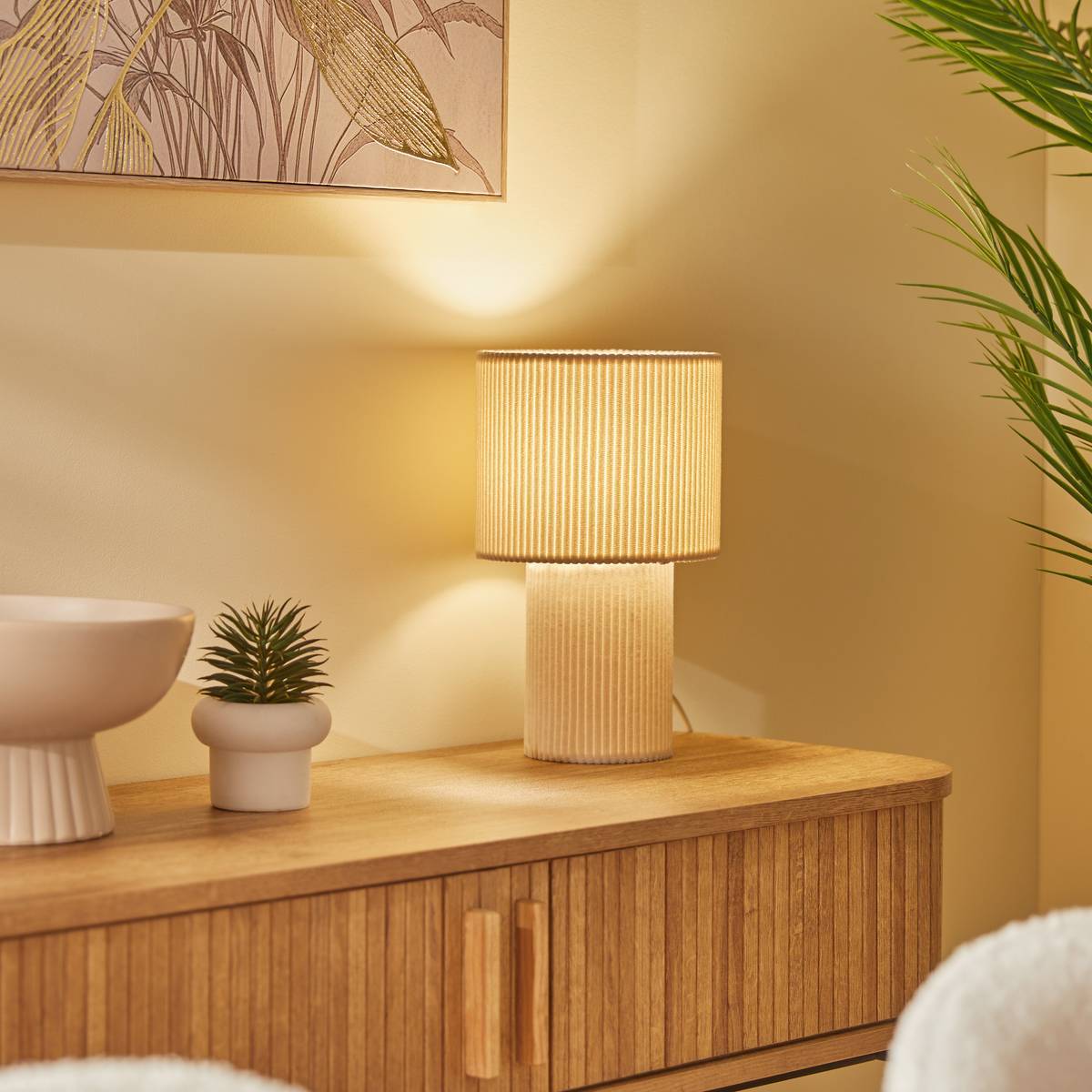 Lampe Jolina cylindrique H.28cm beige