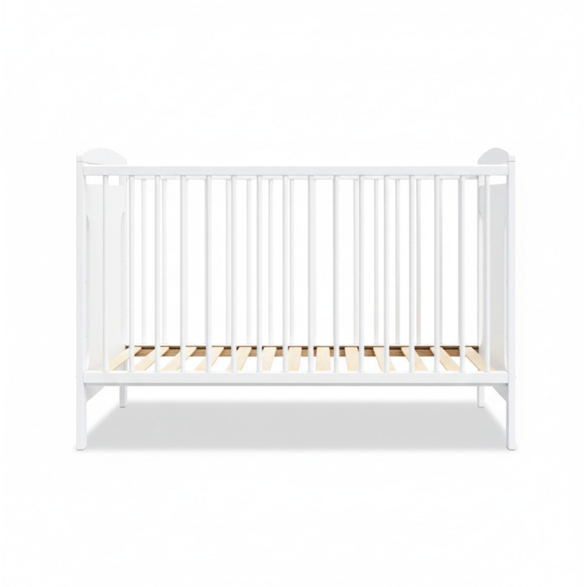 Lit Bébé Évolutif Margot 60x120 cm en Bois, Blanc, Sommier Réglable 3 Hauteurs, Barreaux Amovibles