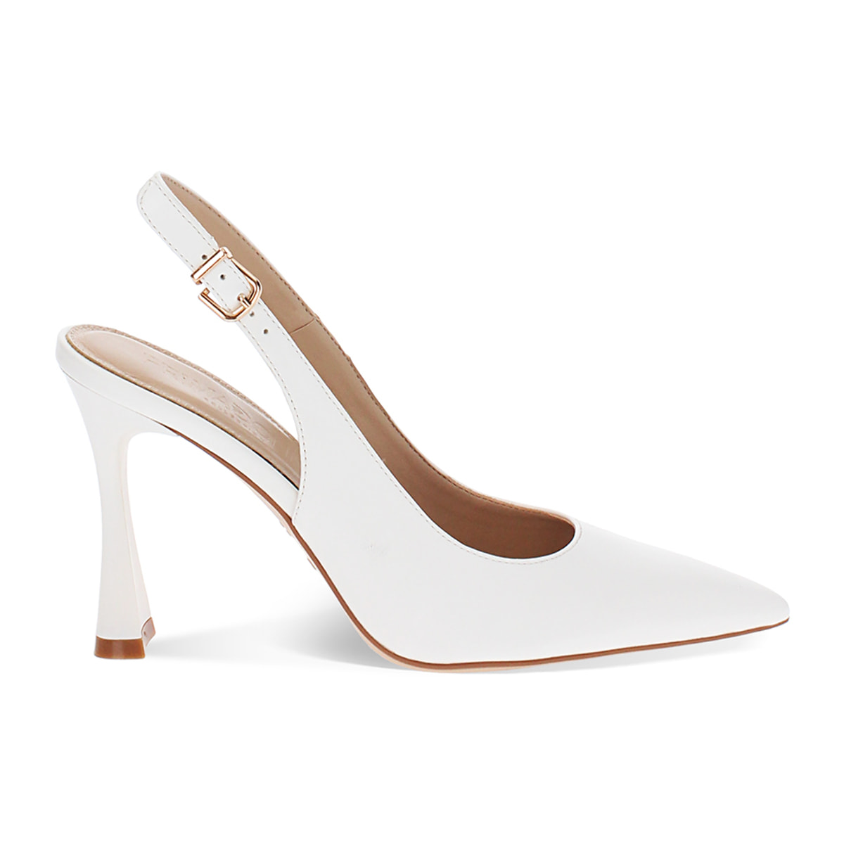 Décolleté slingback donna bianche, tacco 9,5 cm