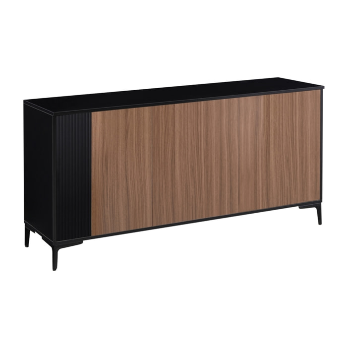 Credenza moderna 3 ante in legno noce e nero 150