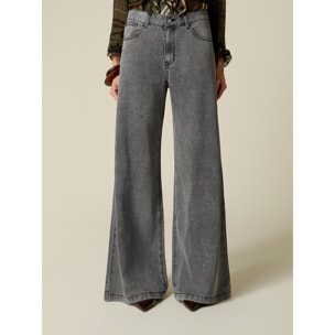 Oltre - Jeans a palazzo con borchiette - Grigio