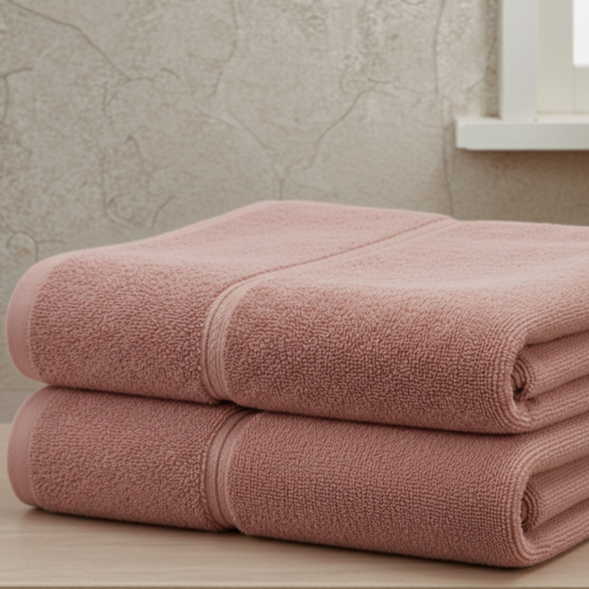 CASA MATTA Coppia Asciugamano + Ospite in Spugna di Puro Cotone 400 gr/mq_Rosa