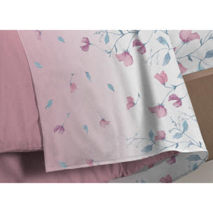 Completo Lenzuola In Calda Flanella Made In Italy Linea Europa Peaflower Rosa