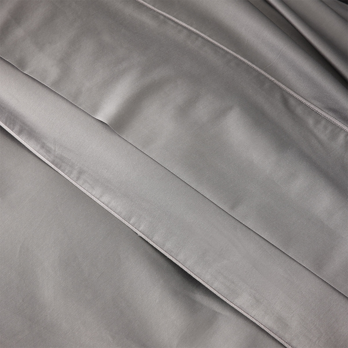 Drap housse uni en satin de coton, bonnet 40cm, TEOPHILE, Gris Meteore