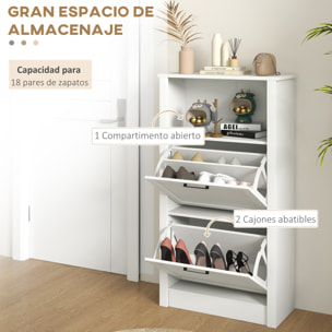 Zapatero Estrecho con 2 Puertas Zapatero Entrada Recibidor con Estantes Ajustables y Compartimento Abierto para 10 Pares de Zapatos 58x24x105 cm Blanco