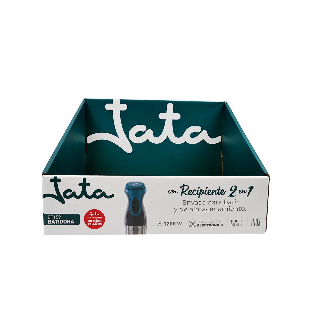 Batidora de mano JATA BT159 de 1200 W. 4 cuchillas. Regulador de velocidad. Brazo desmontable
