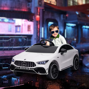 Voiture électrique enfant Mercedes CLA 45S AMG - 12V, 2 moteurs, 5Km/h max. - télécommande - nombreux effets - blanc