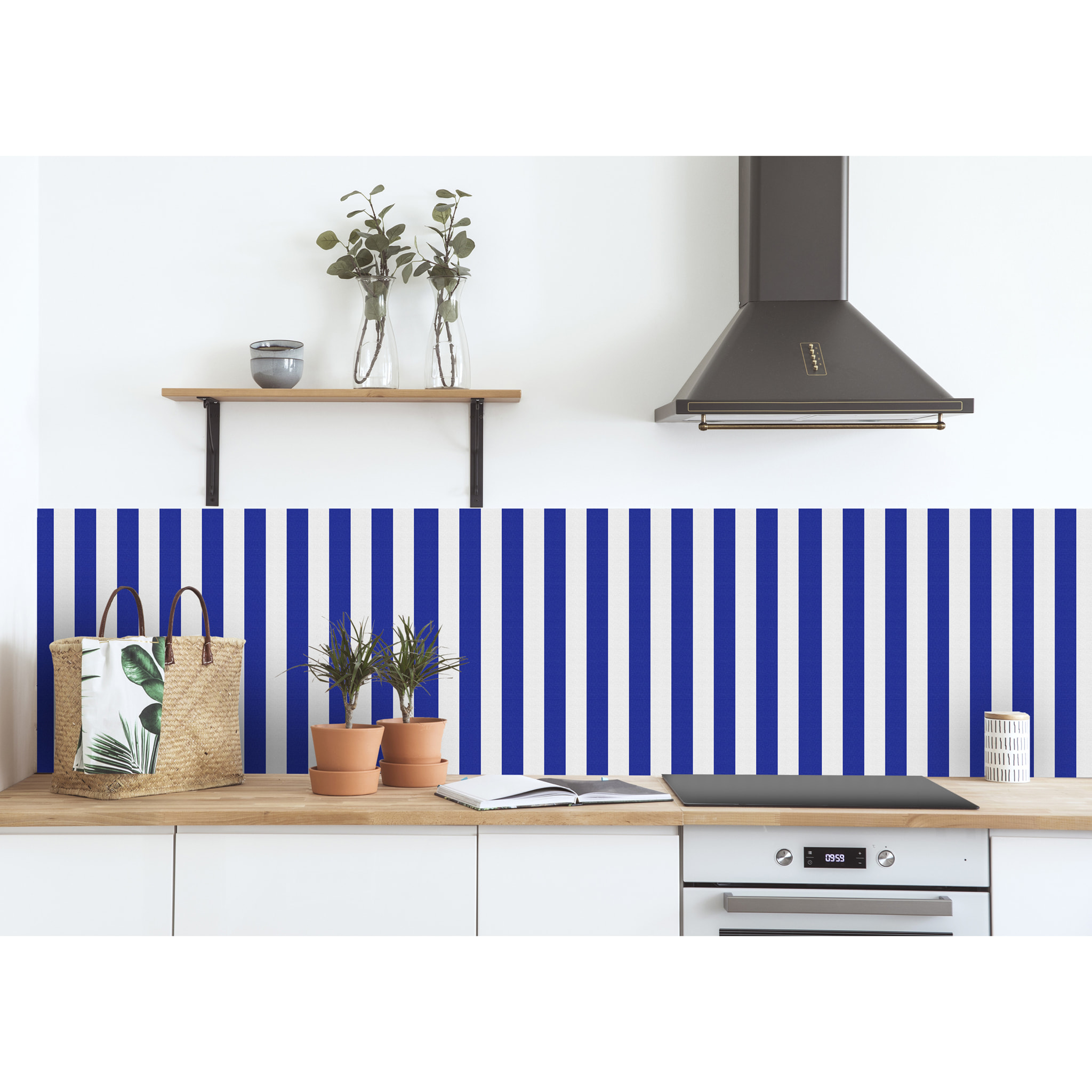 Stickers adhesivos de CERAMIKO - Rayas Navy Blue 65x100