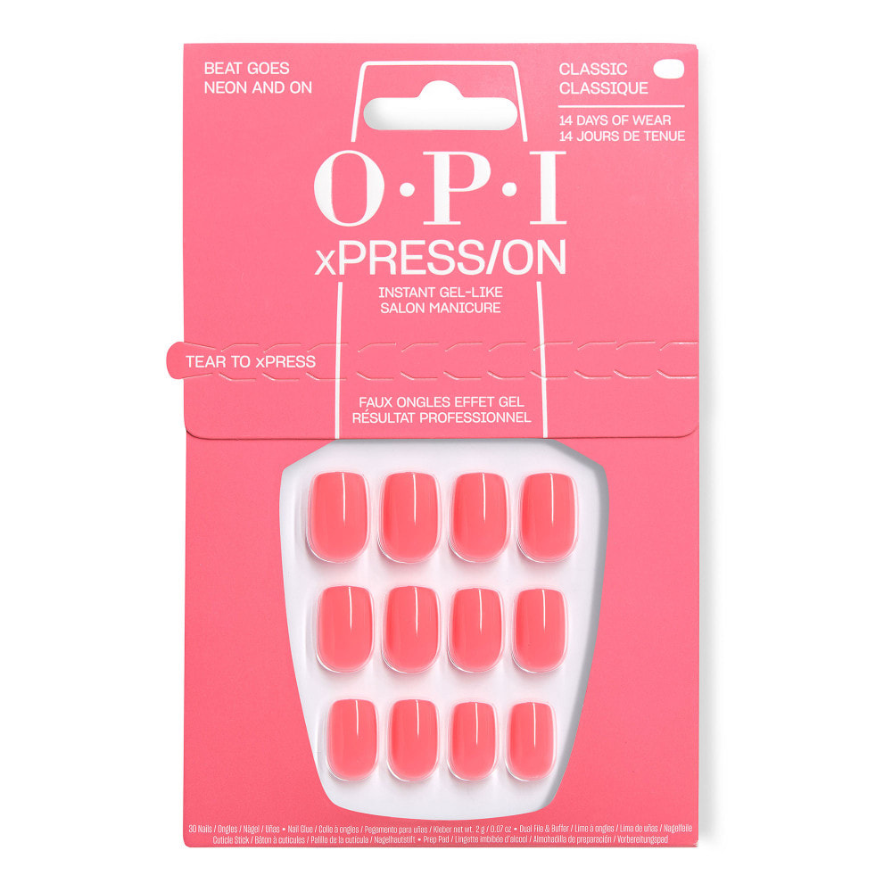 xPRESS-ON - Beat Goes Neon and On - Faux ongles réutilisables, effet gel - OPI