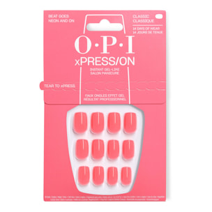 xPRESS-ON - Beat Goes Neon and On - Faux ongles réutilisables, effet gel - OPI