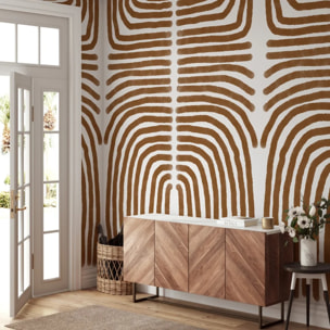 Carta da Parati Boho Astratta Marrone e Bianca