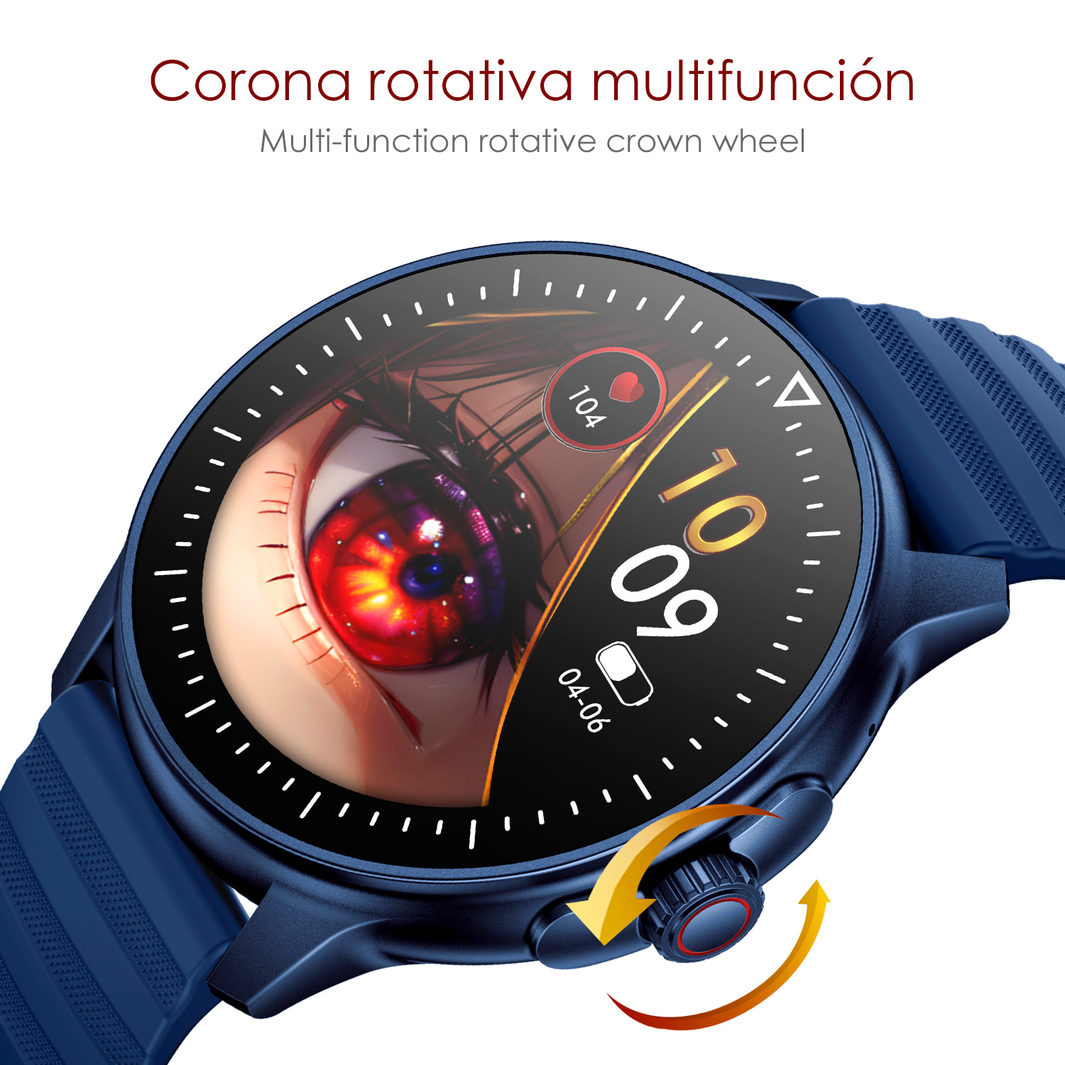 DAM Smartwatch ZW45 con notificaciones de Apps, llamadas Bluetooth. Monitor de tensión y oxígeno en sangre. Corona multifunción. 4,9x1,1x4,7 Cm. Color: Oro