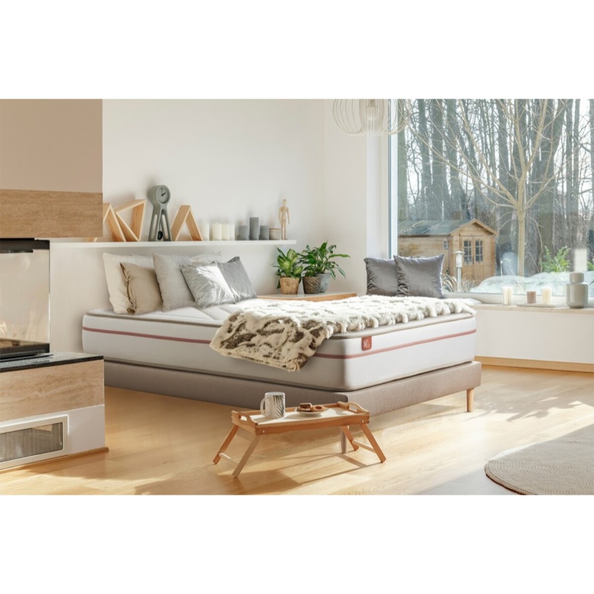 Pack matelas LE PAISIBLE - Mémoire de forme BioVisco - Ep. 24 + sommier Beige