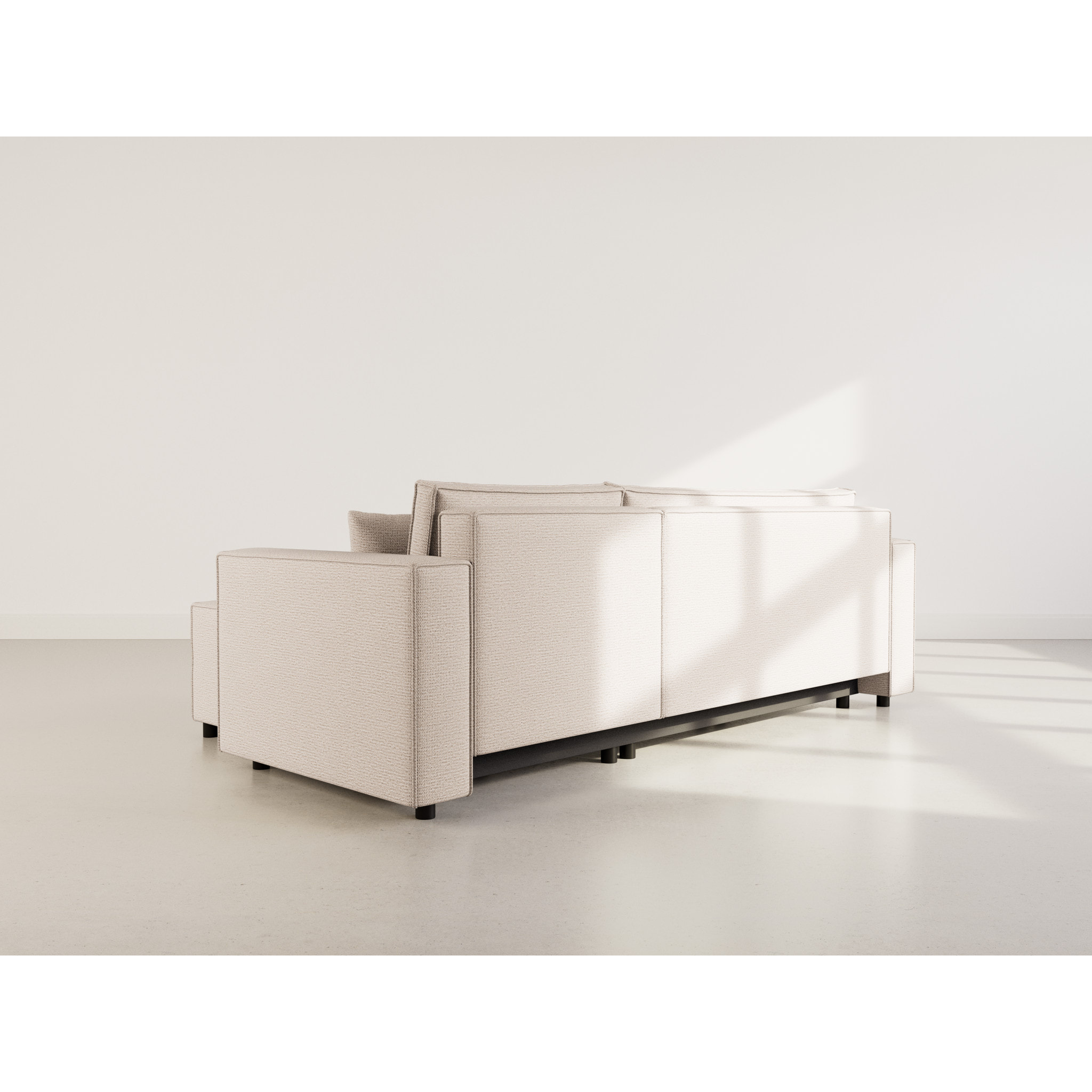 Jonas - canapé d'angle réversible 4 places convertible avec coffre en tissu texturé - Beige