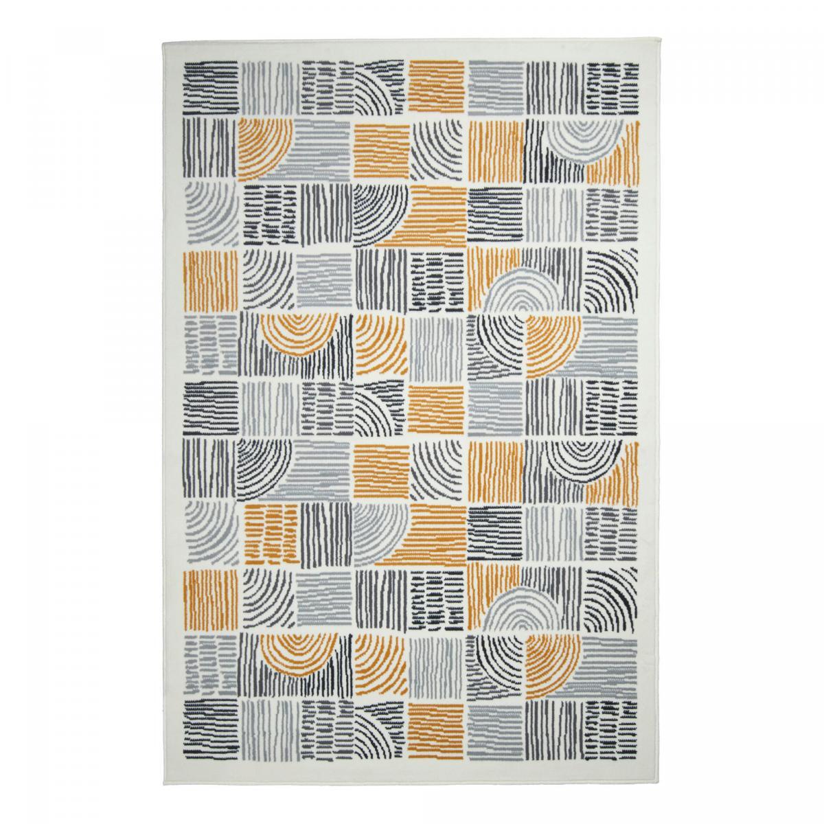 Tapis salon DORI, motif géométrique graphique, moderne