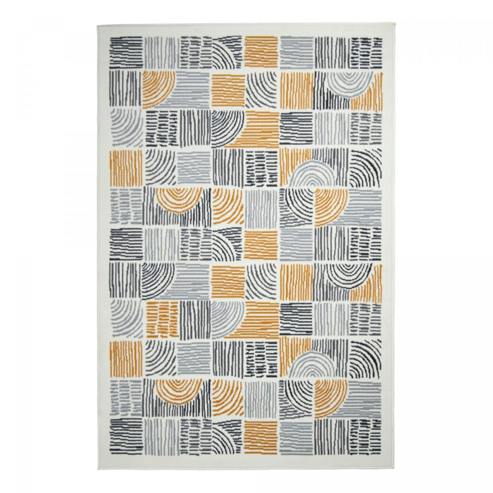 Tapis salon DORI, motif géométrique graphique, moderne