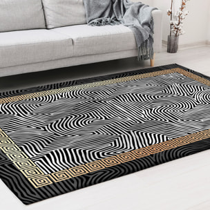 Stampa - tapis de salon lavable à motif, noir