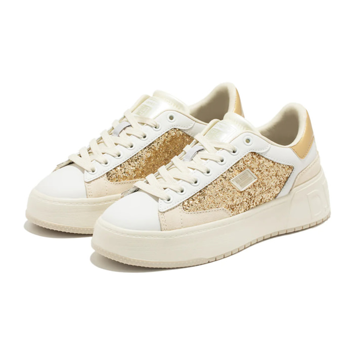 Zapatillas Deportivas Mujer Court Basic Glitter Dorado