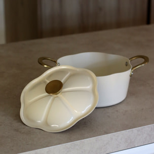 Faitout en aluminium recyclé beige 24cm en forme de fleur DAHLIA