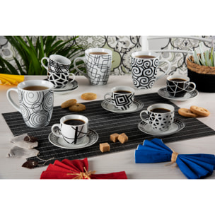 Set 6 Tazzine Caffè con Piattini Excelsa – Emily, Porcellana Multicolore