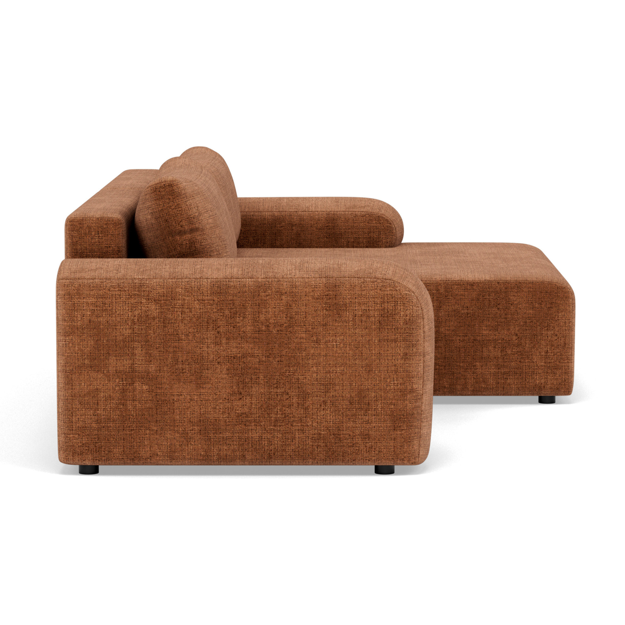 Rebecca - canapé d'angle droit 4 places convertible avec coffre en velours texturé - Rouille