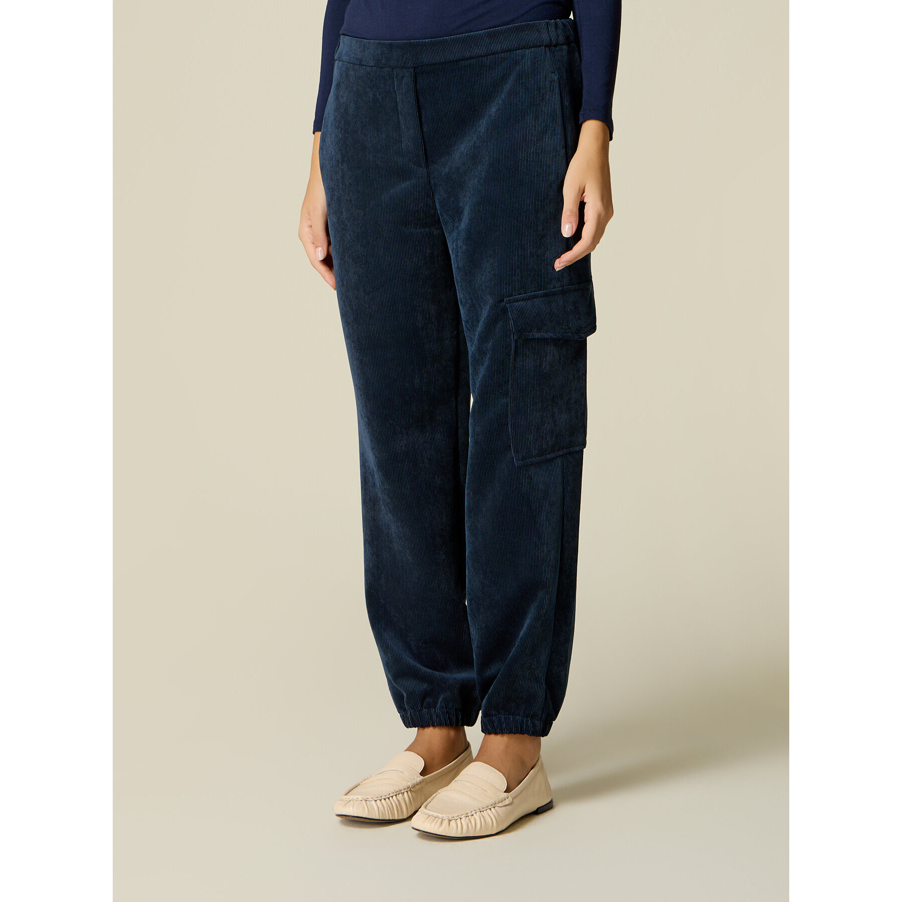 Oltre - Pantaloni cargo in velluto a coste - Blu