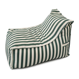 BOLOGNE Pouf d’extérieur rayé vert en tissu déperlant - 100x65x65 cm