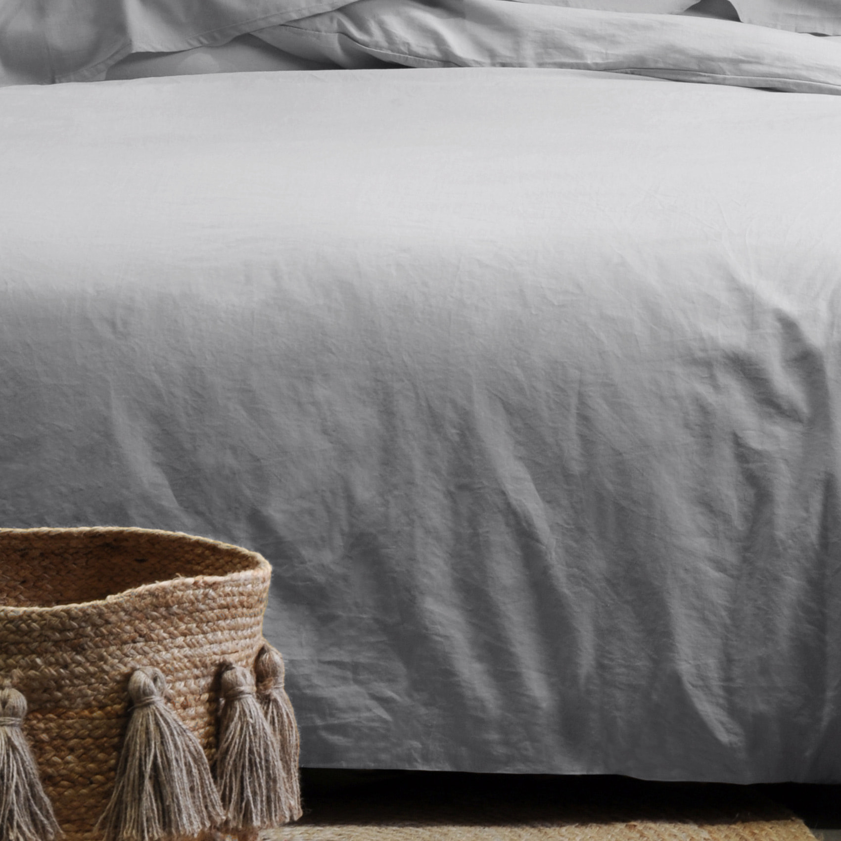 Taie d'oreiller unie en coton bio - Gris Perle