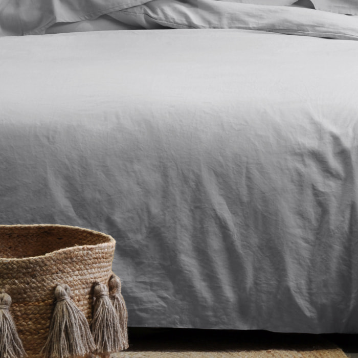 Taie d'oreiller unie en coton bio - Gris Perle