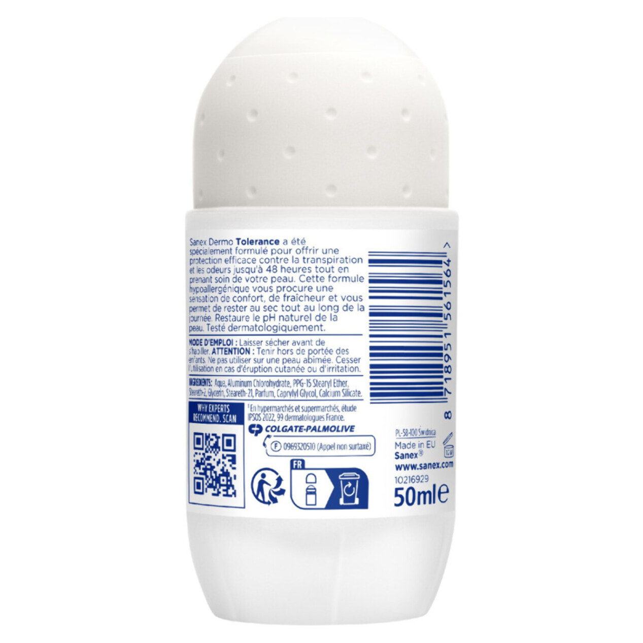 Pack de 6 - Déodorant Sanex tolerance Bille - 50ml