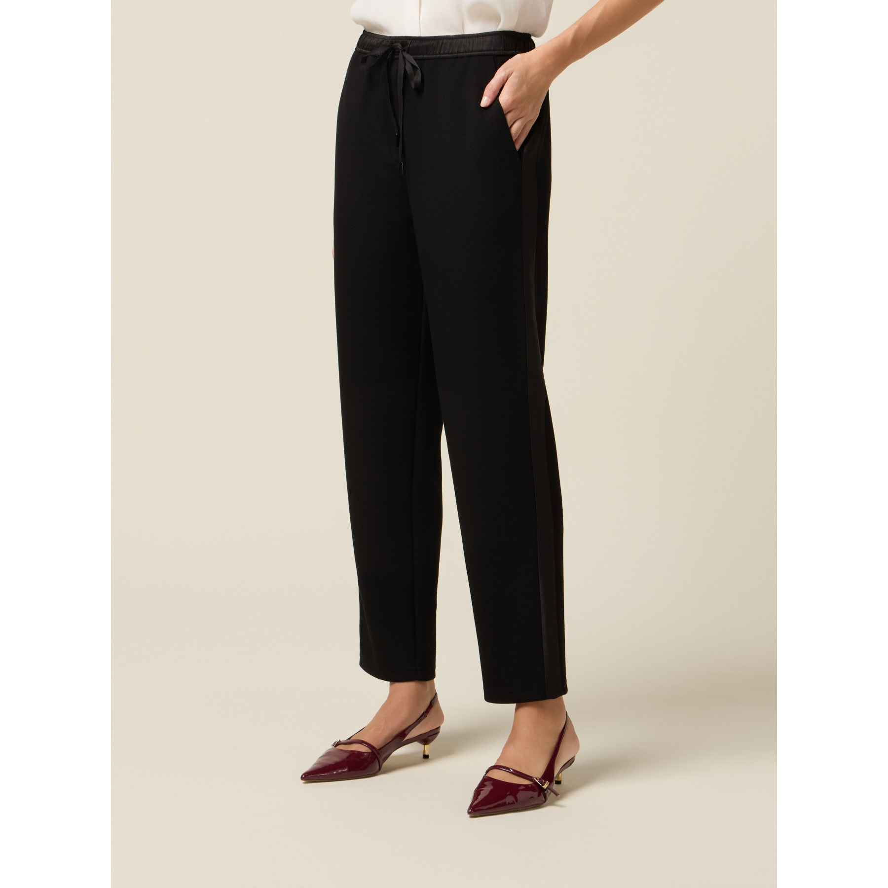 Oltre - Pantalones jogger de neopreno con cordón - Negro