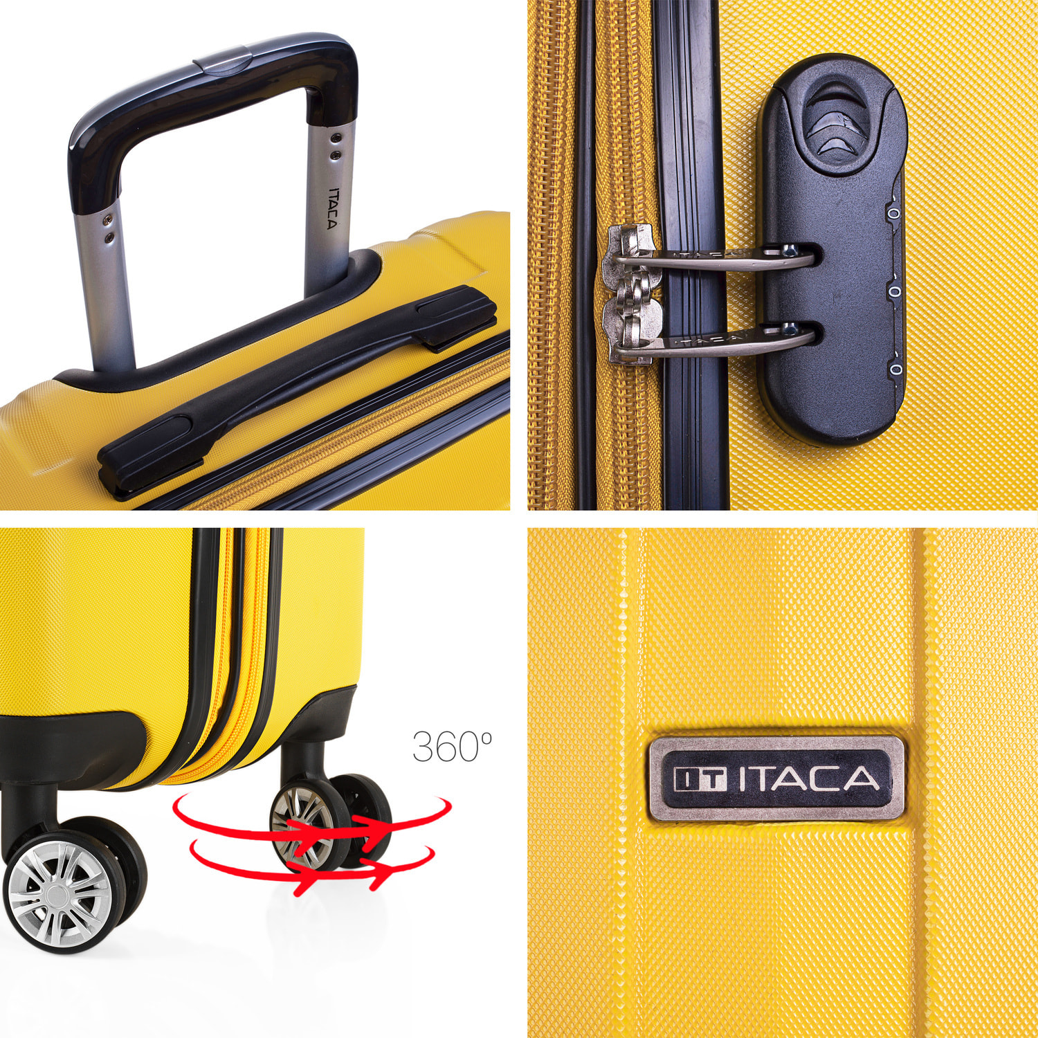 Juego De Maletas Rígidas Abs Itaca Sevron Amarillo