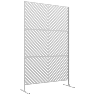 Biombo de Exterior Separador de Ambientes con 3 Piezas Patrón de Triángulo Invertido con Marco de Acero Pantalla de Privacidad para Patio Terraza Jardín 122x45x198 cm Blanco