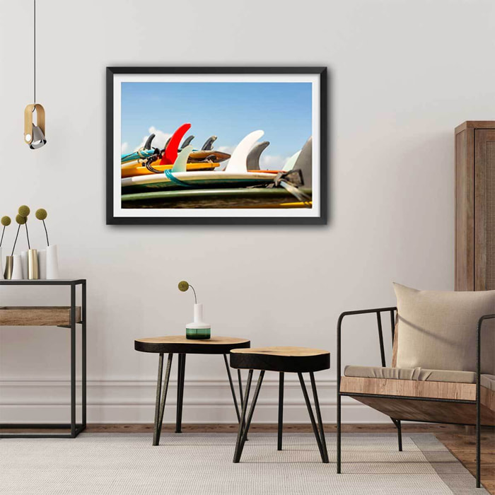 Affiche surf et derives Affiche + cadre en bois - Noir