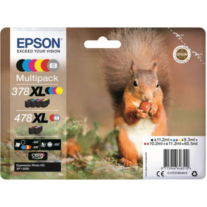 Cartouche d'encre EPSON Pack Multipack 6 Originales 478 XL (Noir + 5 Couleurs) - C13T47984010
