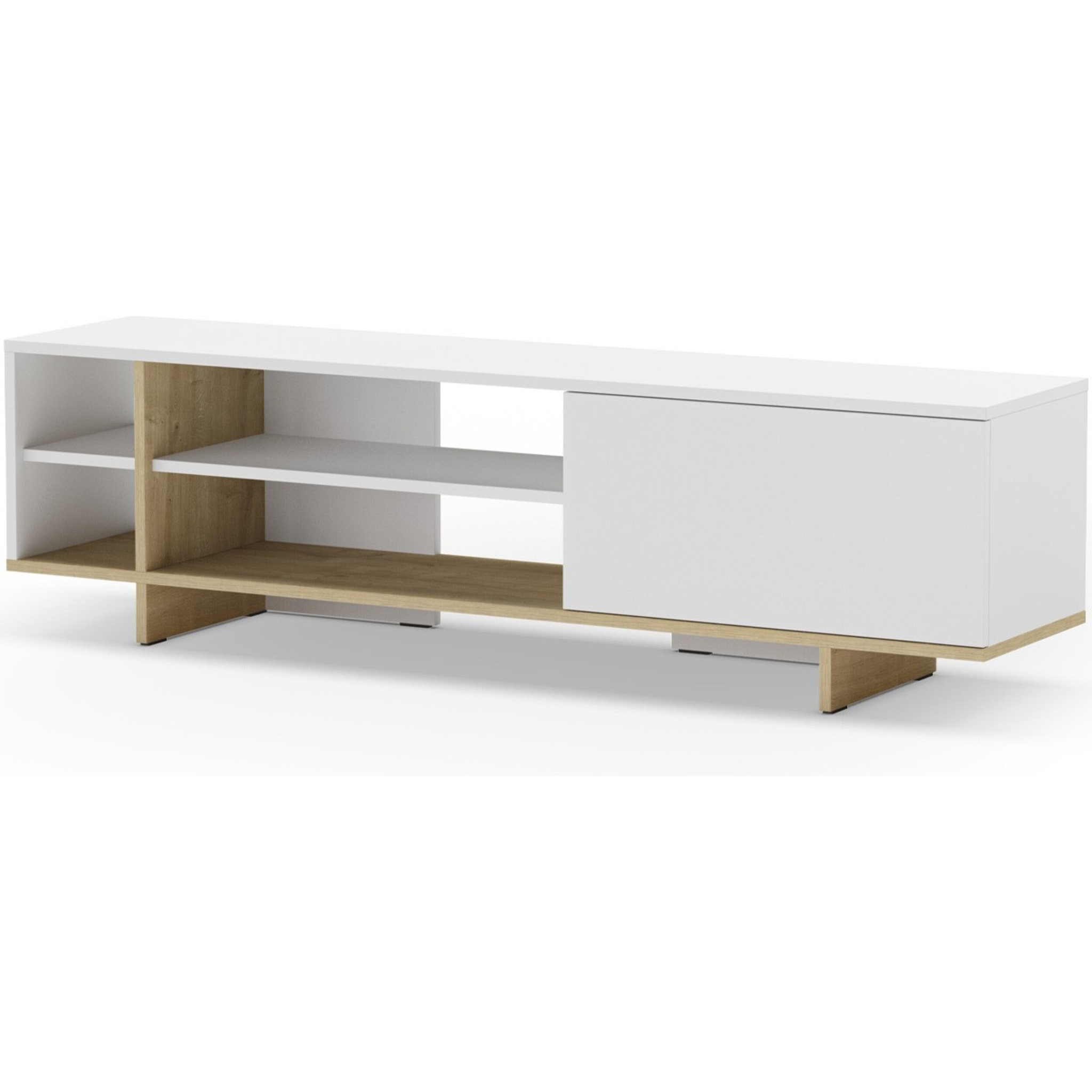 Meuble Tv 1 porte et décor chêne - ALICIA