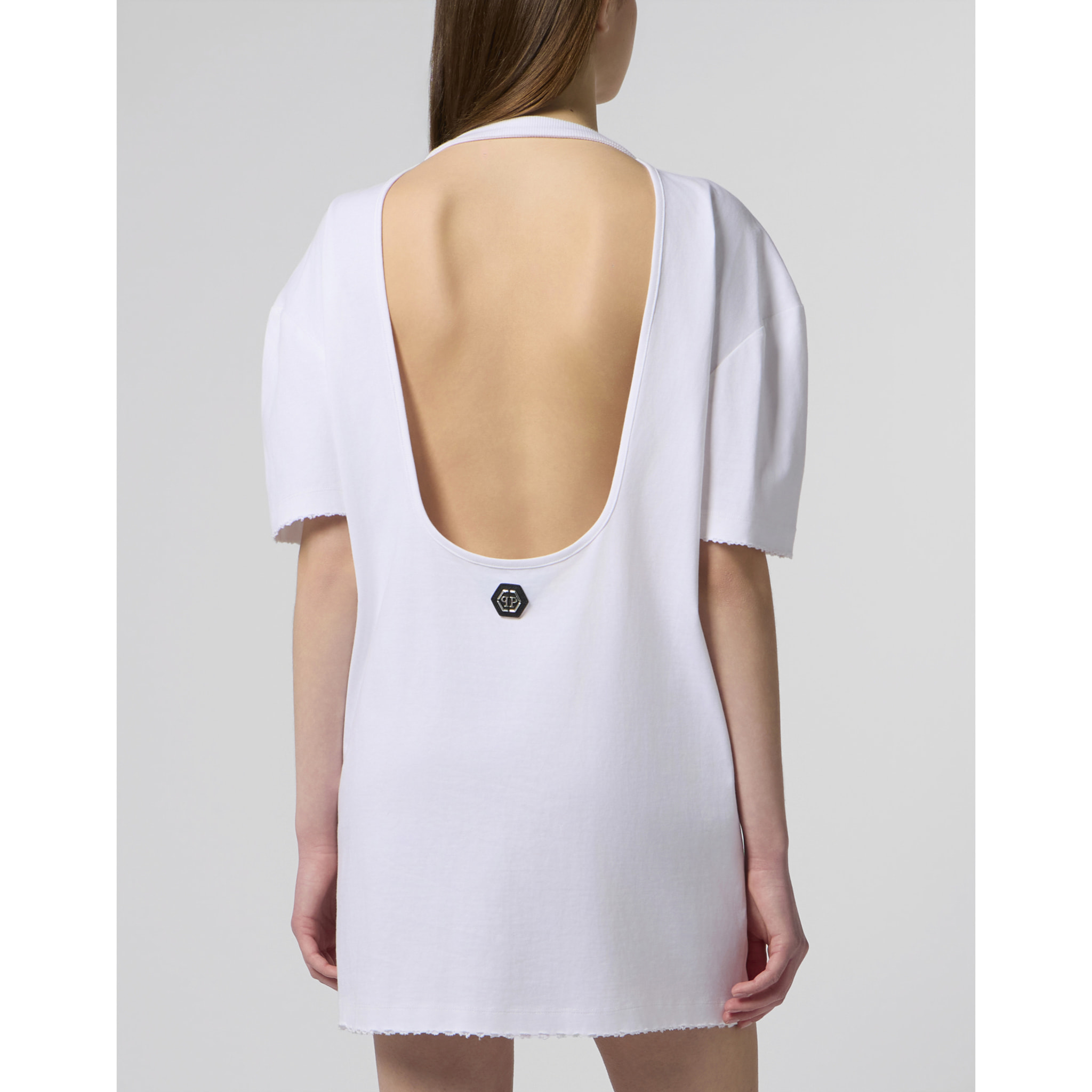 PHILIPP PLEIN Open Back T-Shirt Dress Strass Signature