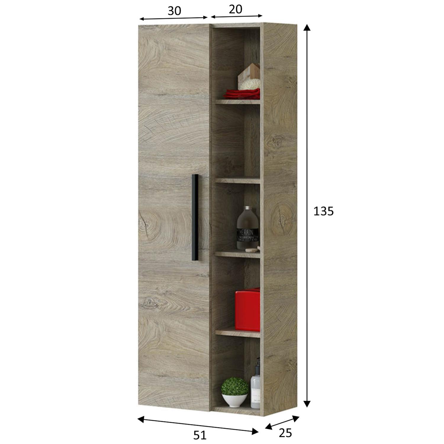 Columna de baño Alise 1p 5h color Alaska, 51 cm (ancho) x 25 cm (fondo) x 135 cm (alto)